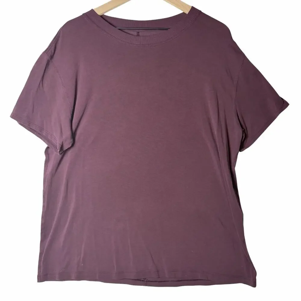 Lululemon All Yours Tee Maroon/Garnet Relaxed Fit Women’s size 10/12 - Picture 1 of 6
